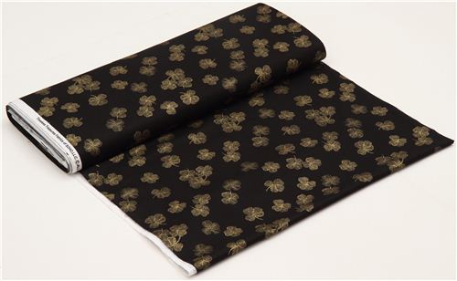 schwarzer Kleeblatt Stoff von Timeless Treasures mit Gold 3