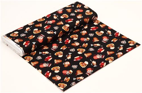 black coffee cups fabric by Timeless Treasures from the USA 3