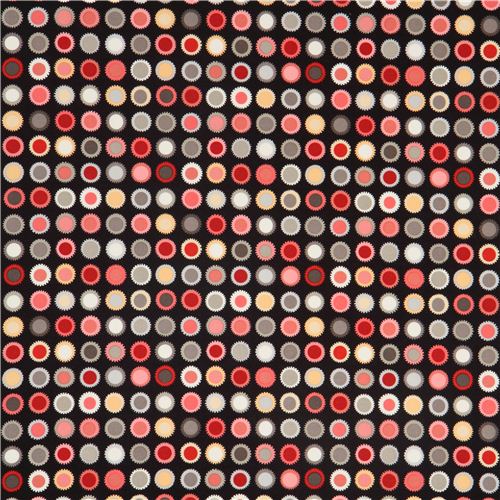 black cog wheel dot fabric by Alexander Henry pink-grey 2