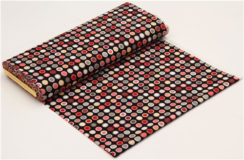 black cog wheel dot fabric by Alexander Henry pink-grey 3