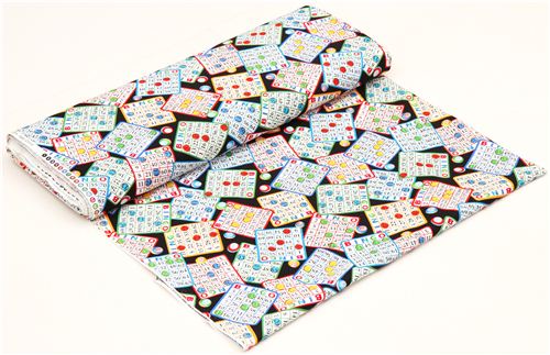 black colorful bingo retro fabric by Timeless Treasures USA 3