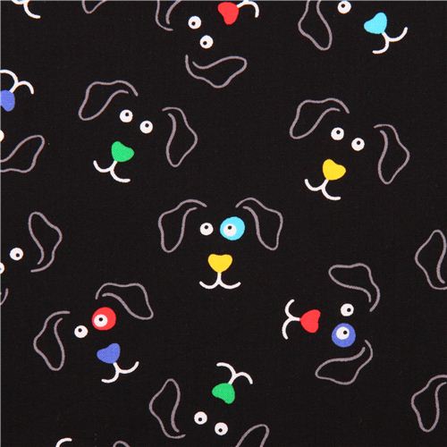 black colorful dog face fabric 'Who's your Doggie' Blank Quilting USA 1