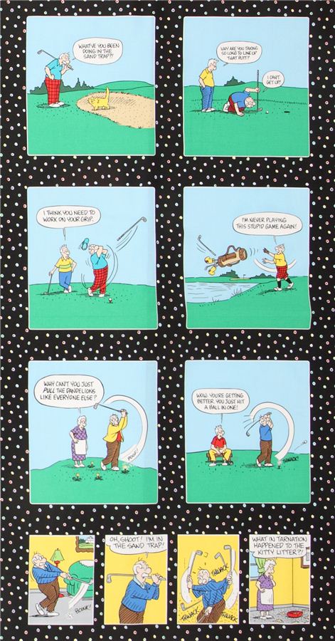 black comic panel golf fabric Timeless Treasures USA 2
