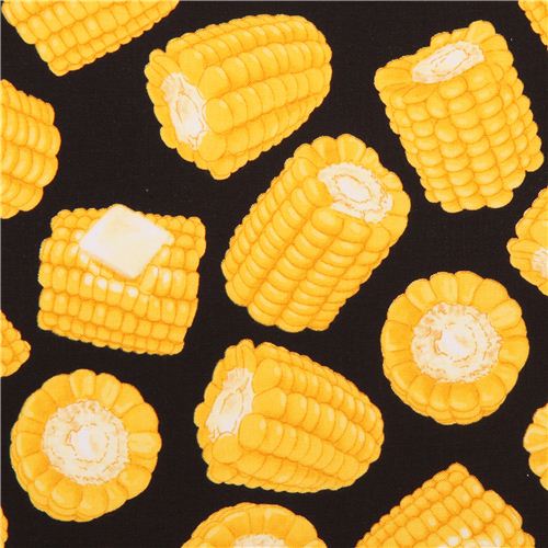 black corn cob food fabric Timeless Treasures USA 1