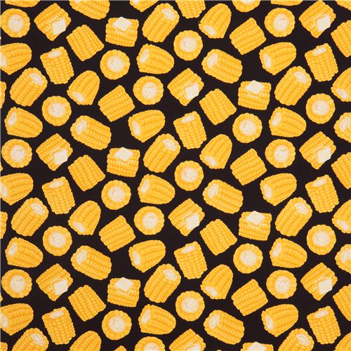 black corn cob food fabric Timeless Treasures USA 2