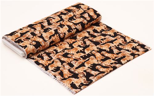 Resto de (46 x 112 cm) - Tela negra lindo animal perro golden retriever de Timeless Treasures 4