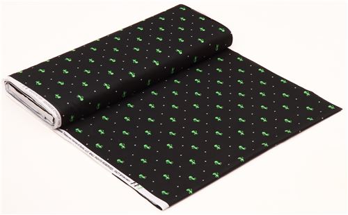 black cute green alien white star fabric by Timeless Treasures  3