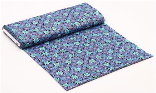 black daisy flower fabric Bijoux Timeless Treasures gold metallic 3