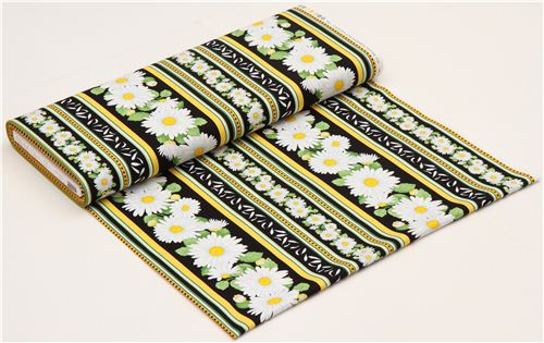 black daisy in stripes fabric by Timeless Treasures USA 3