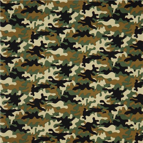 black dark green Michael Miller fabric camouflage design Little Camo 2
