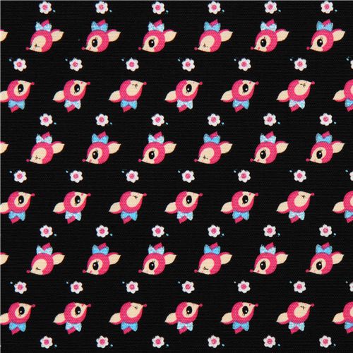 black deer Kokka oxford cloth fabric kawaii Japan 2