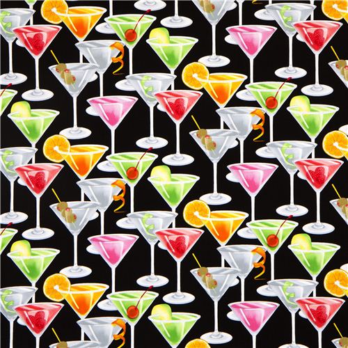 black designer fabric with cocktail martini glas olive 2