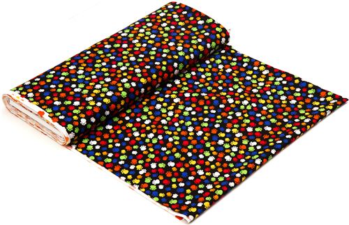 black designer fabric with colourful paw prints cat - modeS4u