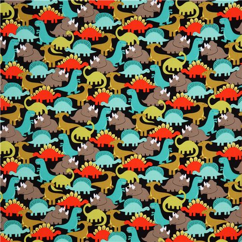 black dinosaur fabric retro Michael Miller Dino-Mites - Fabric for Boys ...