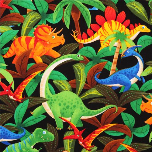 black dinosaur jungle fabric Timeless Treasures from the USA Fabric by ...