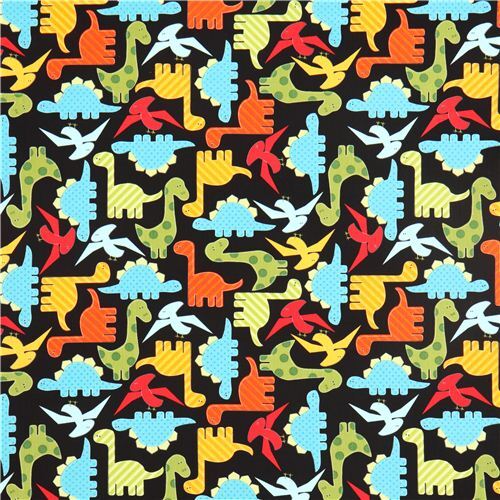 black dinosaurs fabric by Robert Kaufman - modeS4u