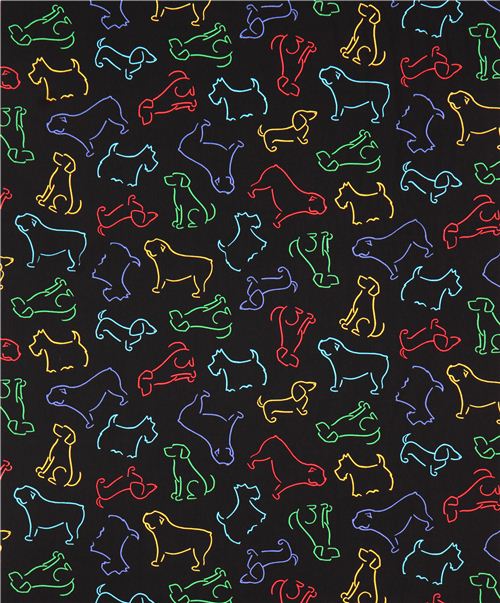 schwarzer Hund Neon Stoff 'Who's your Doggie' Blank Quilting USA 3