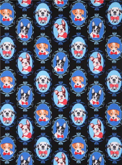 black dog portrait picture fabric by Timeless Treasures 3