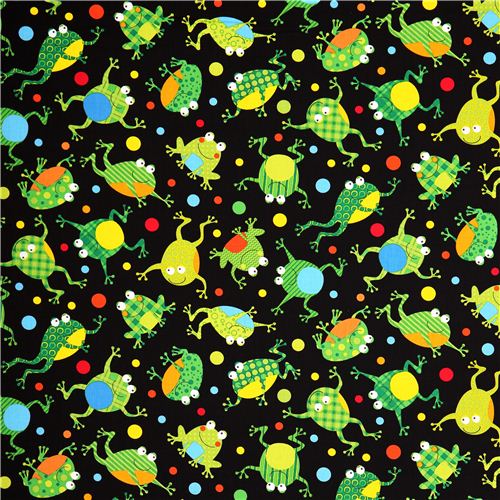 black dotted frog animal fabric Timeless Treasures Fabric by Timeless ...