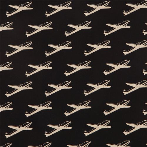 black echino airplane poplin fabric airplane 2