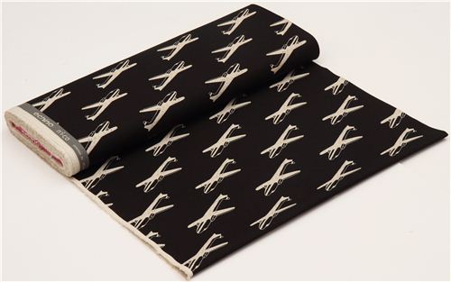 black echino airplane poplin fabric airplane 3