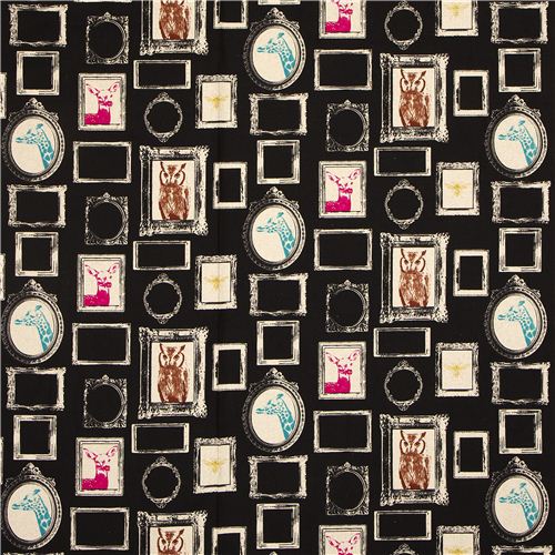 black echino canvas fabric Frame owl giraffe deer 2