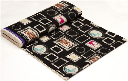 black echino canvas fabric Frame owl giraffe deer 3
