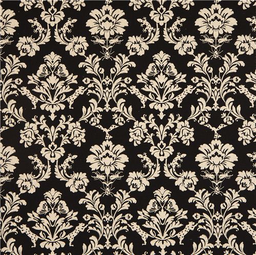 black echino canvas fabric Gothic leopard & ornament 2