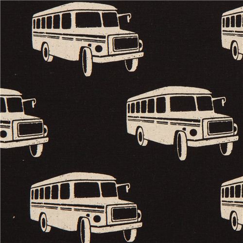 black echino retro bus poplin fabric bonnet bus 1