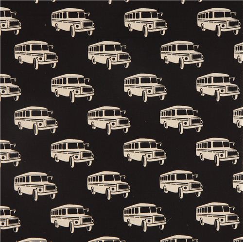 black echino retro bus poplin fabric bonnet bus 2