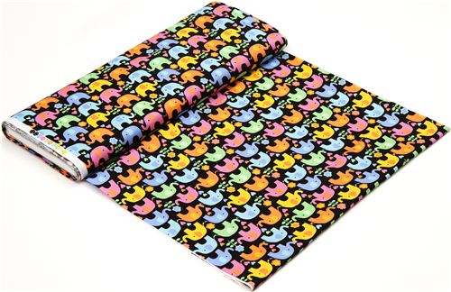 black elephant fabric with heart flower Timeless Treasures 3