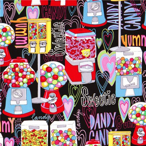 black fabric by Timeless Treasures with sweets 1
