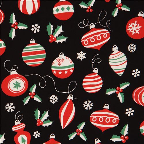 black fabric colorful decoration holly by Michael Miller USA Fabric by ...