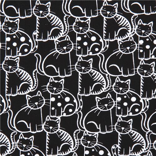 black fabric white black cat animal Ink & Arrow by Japanese Indie - modeS4u