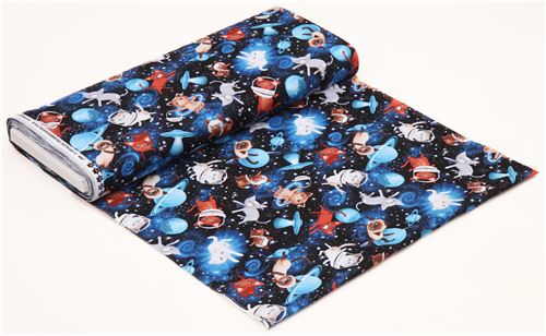 black fabric with cat in space dot by Timeless Treasures 4