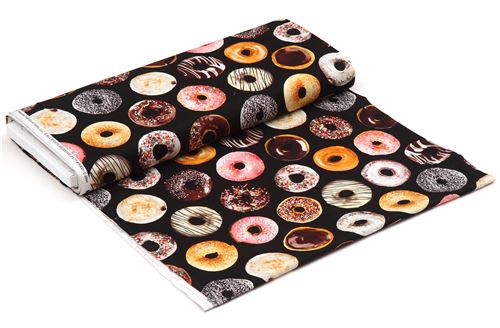 black fabric with donut sweet treat fabric by Timeless Treasures  4