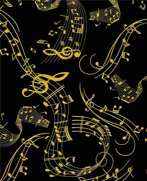 Black Fabric With Metallic Gold Music Notes By Timeless Treasure Modes4u