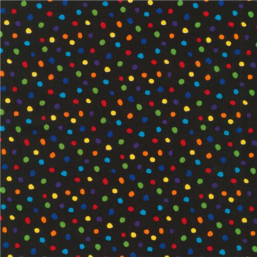 Rainbow Sprinkles Quilt Fabric - Rainbow Packed Dots on Black - A