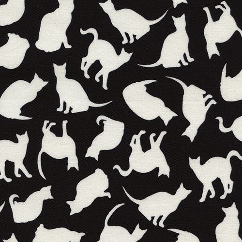 black fabric with white cat Glow in the Dark by Timeless Treasures ...