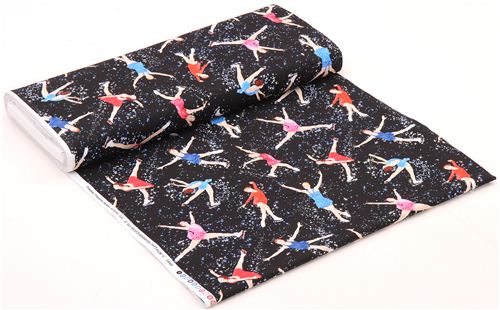 black figure skating sports fabric by Timeless Treasures USA 3