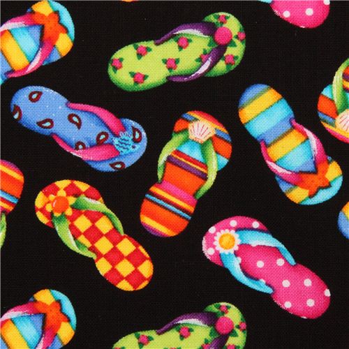 black flip-flop fabric by Timeless Treasures USA Fabric by Timeless ...