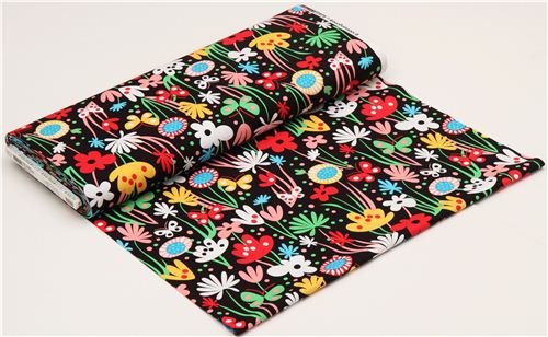 black flower and butterfly fabric by Robert Kaufman 3