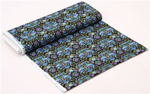 black flower brid fabric Timeless Treasures with gold 3