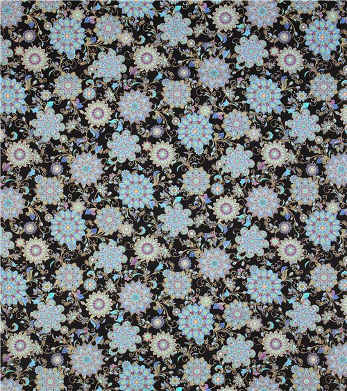 black flower fabric Timeless Treasures Dynasty 3