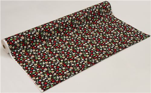 black flower poplin fabric by Kokka 3