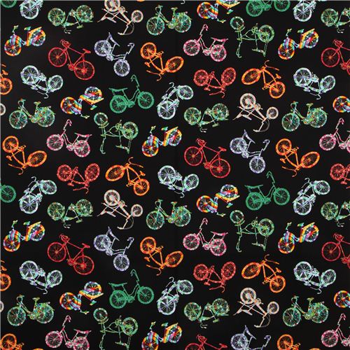 black flowered bikes fabric by Timeless Treasures 2