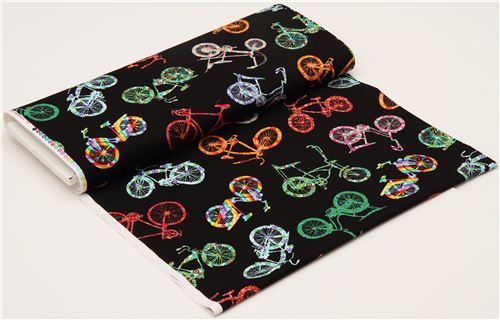 black flowered bikes fabric by Timeless Treasures 3