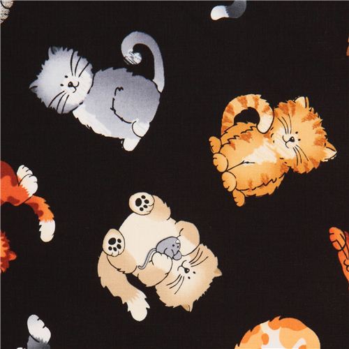 schwarzer lustige Katzen Stoff von Timeless Treasures USA Stoff