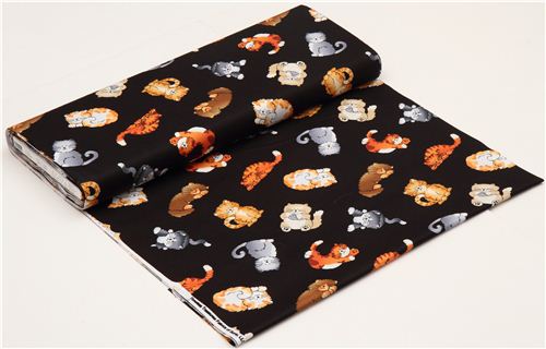 schwarzer lustige Katzen Stoff von Timeless Treasures USA 3