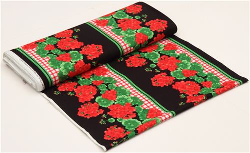 black geranium in stripes fabric by Timeless Treasures USA 3